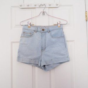 American Apparel Striped Jean Shorts High Waisted